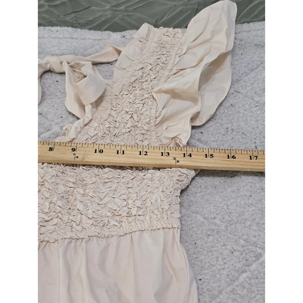 En‎ Saison Matisse Flutter Sleeve Smocked Tiered Mini Dress Cream L